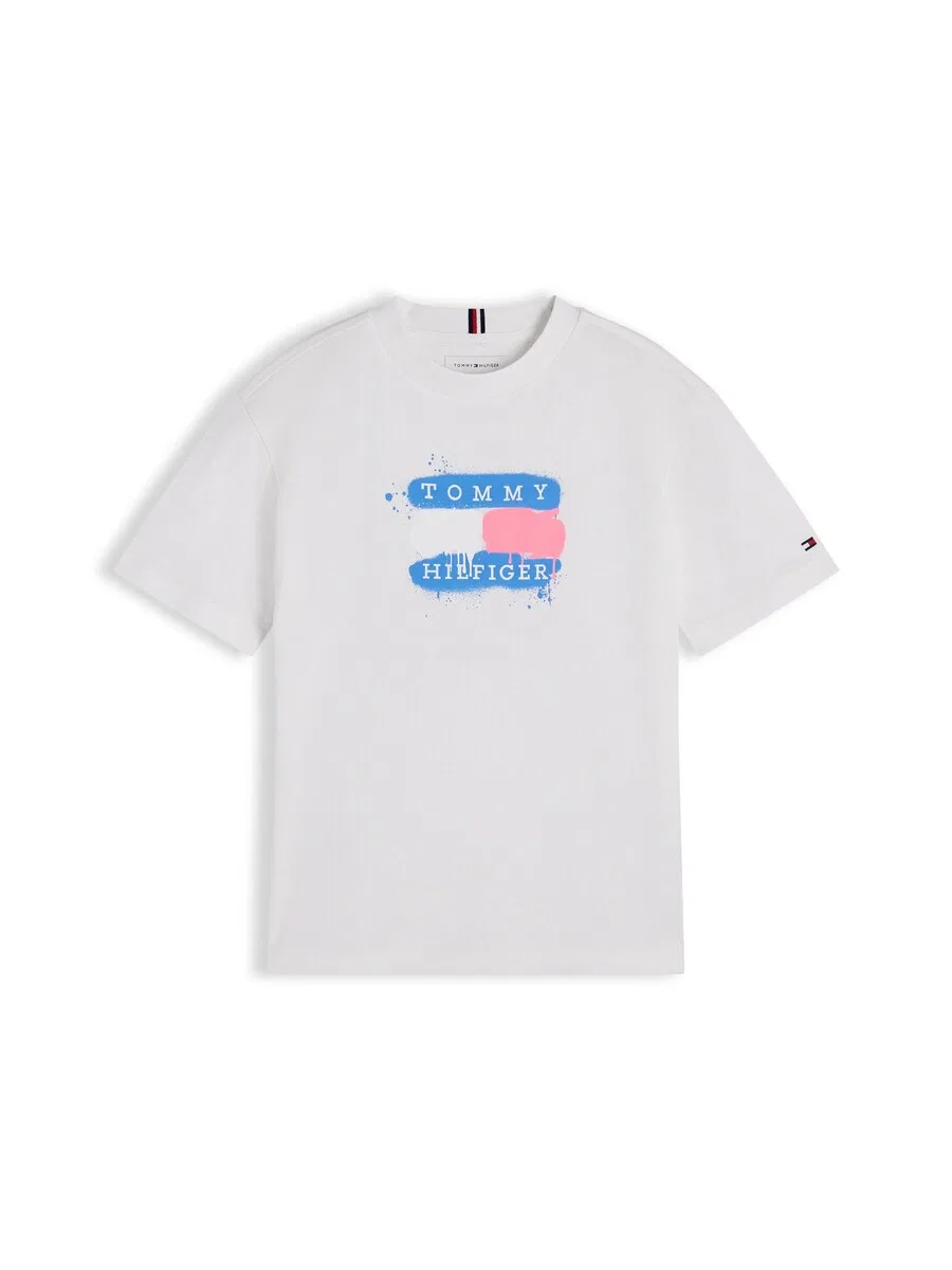 Футболка TOMMY HILFIGER 'Flag Graffiti' белого цвета