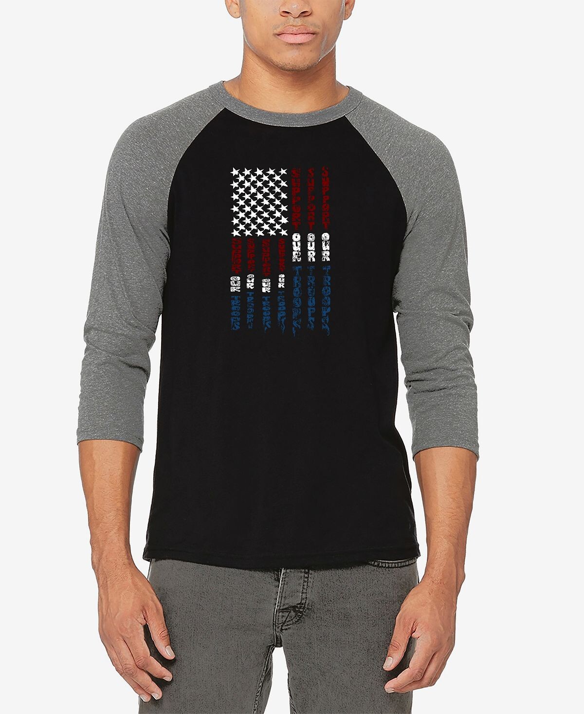 

Мужская бейсбольная футболка реглан с рукавом 3/4 support our troops word art футболка LA Pop Art, мульти, Серый, Мужская бейсбольная футболка реглан с рукавом 3/4 support our troops word art футболка LA Pop Art, мульти