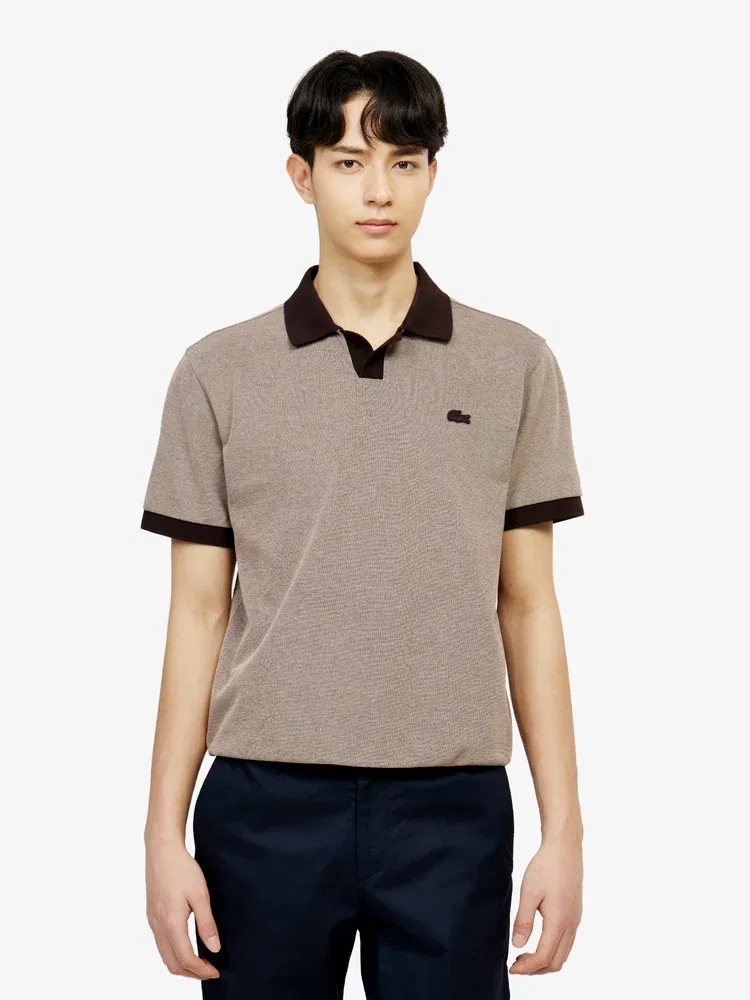 Футболка поло с открытым воротником, Basic LACOSTE, Brown — фото 2
