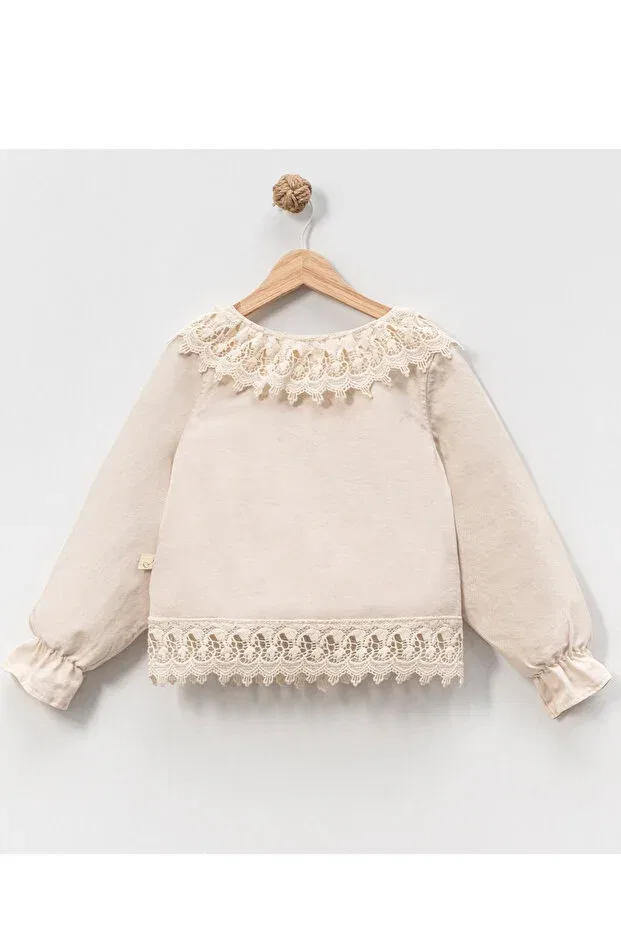Детская кружевная джинсовая куртка из необработанного денима Mixmax Bebe — фото 4