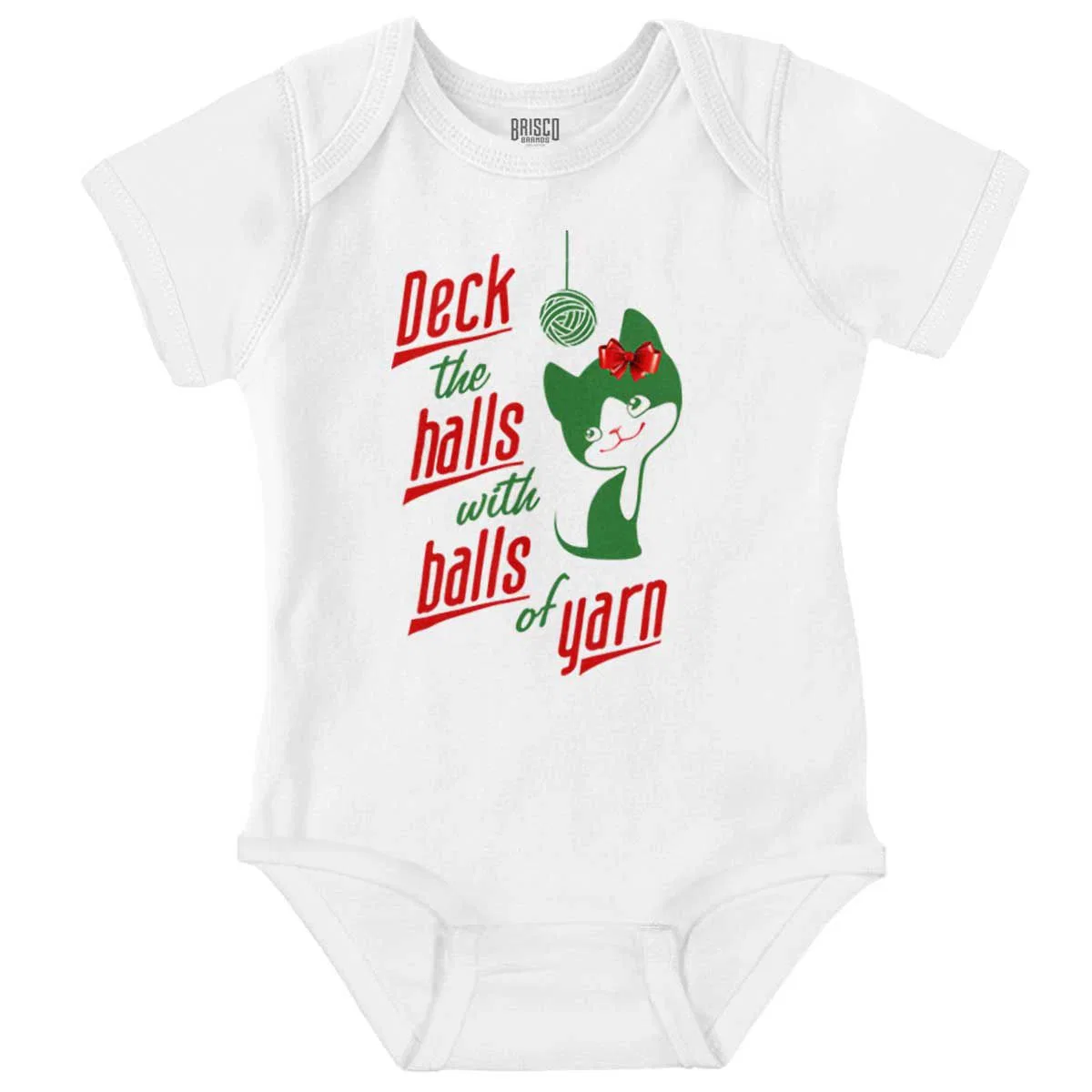 Детское боди-комбинезон для девочек с принтом Deck The Halls with Balls of Yarn Brisco Brands, White