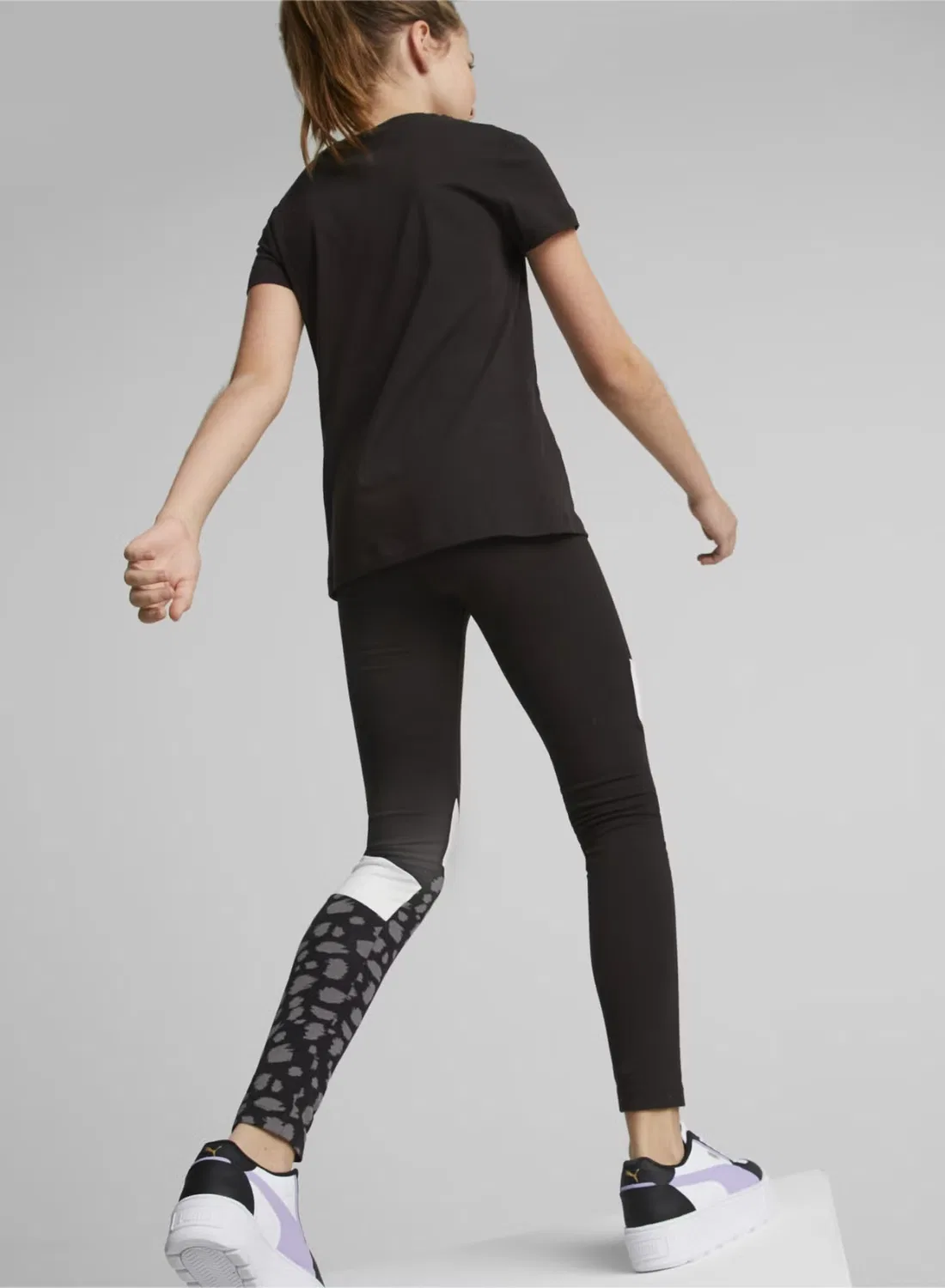 Леггинсы детские с принтом животного Essentials Puma, черный — фото 4