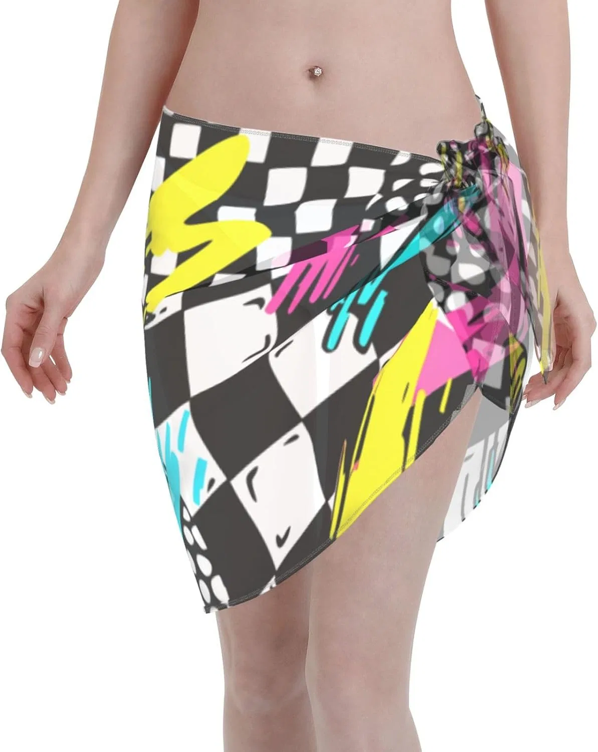 Женская пляжная накидка саронг в клетку, 80s Checkered, 2 шт.