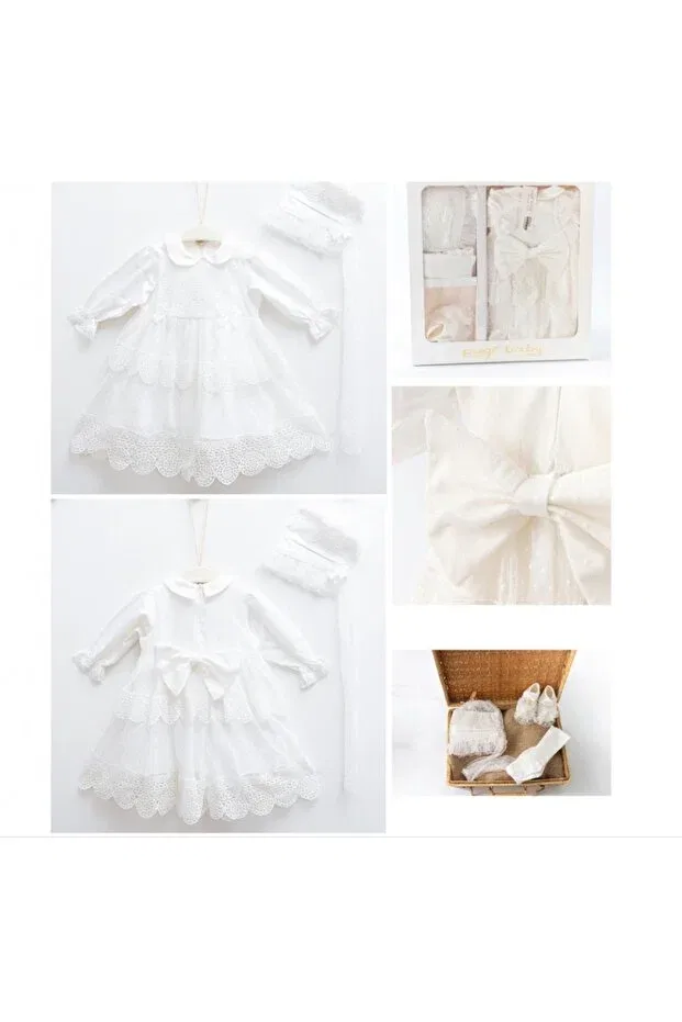 Детский комплект для новорожденных с кружевом Basics Cherub Baby, Ecru — фото 3
