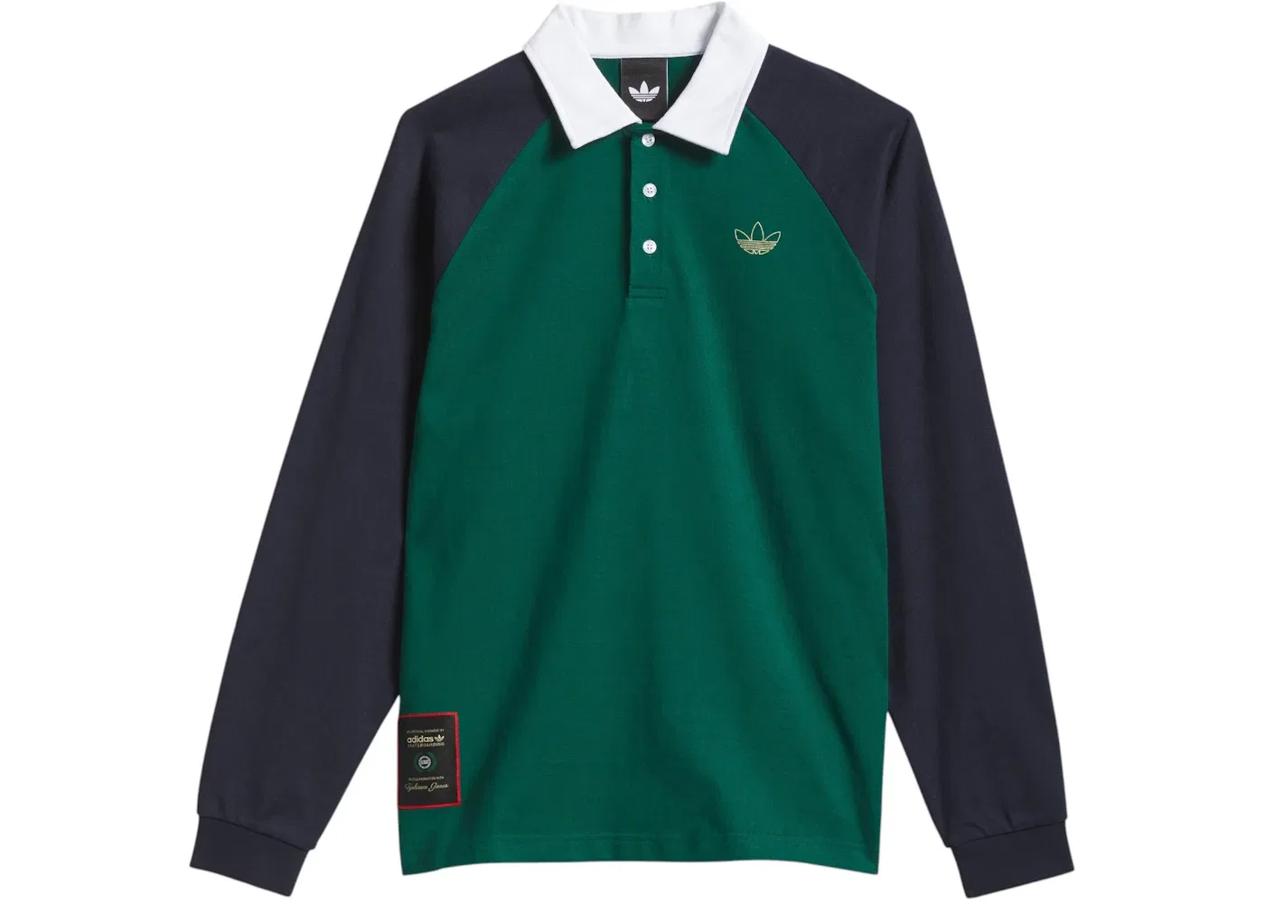 Рубашка поло Adidas Tyshawn Rugby Shirt, цвет Collegiate Green/Legend Ink