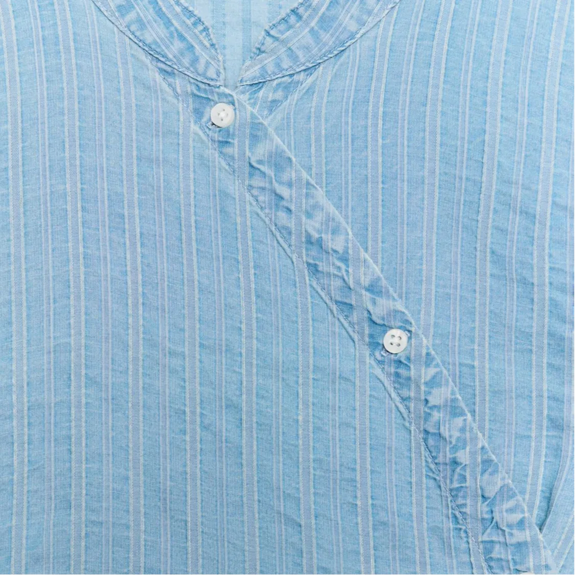 Женская футболка с воротником-стойкой Light Blue ZARA, Light Blue — фото 4