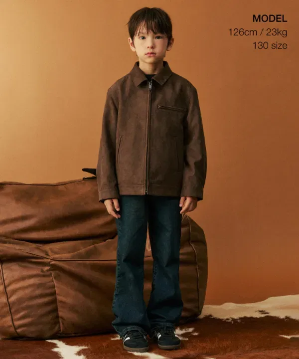 Синтетическая замшевая куртка, коричневая, Musinsa Standard Kids — фото 2