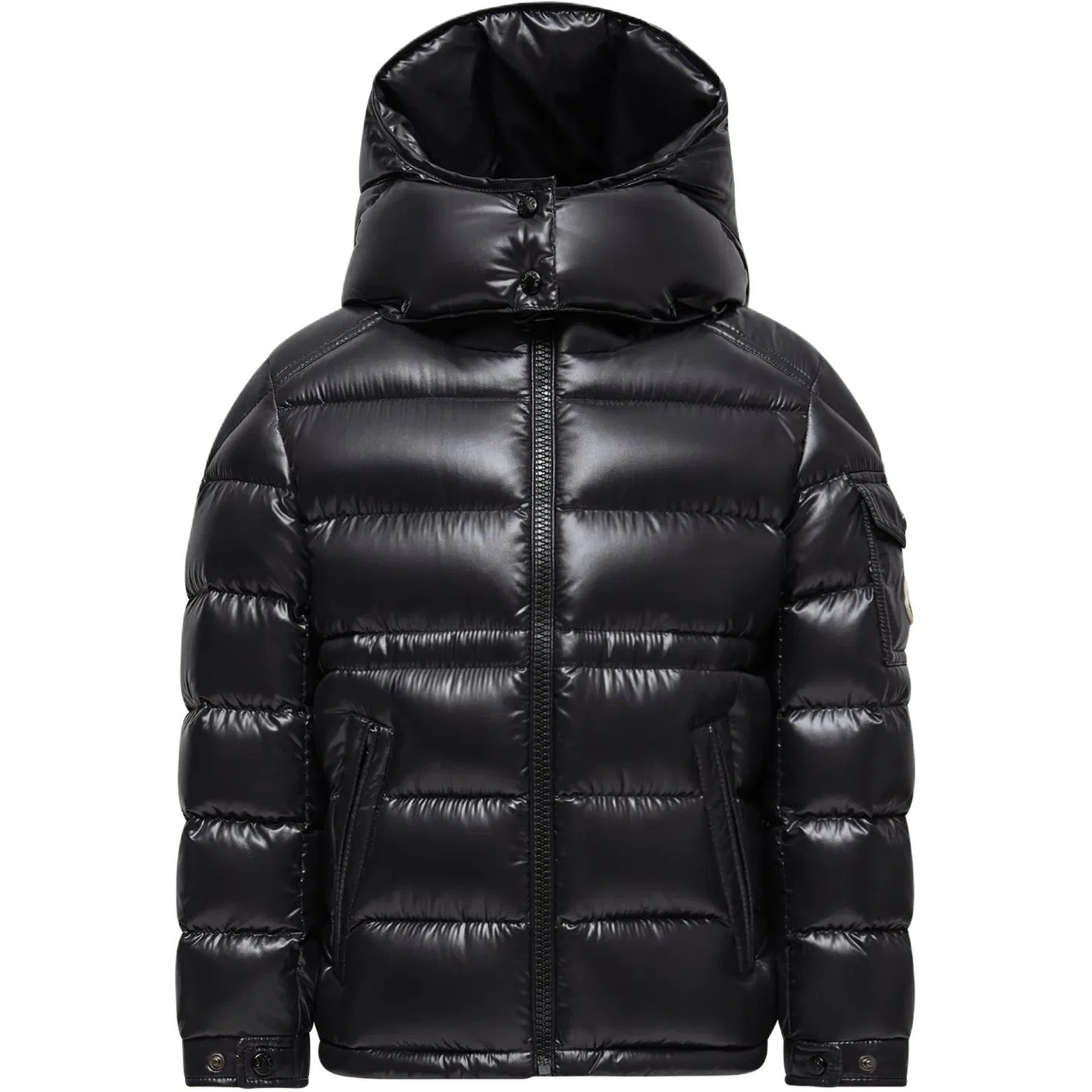 Детское пуховое пальто с капюшоном и съемным капюшоном Moncler, Black