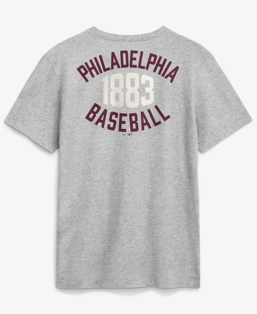 Мужская футболка серого цвета с надписью "Philadelphia Phillies Cooperstown 2-Hit" Nike, Heather Gray — фото 4