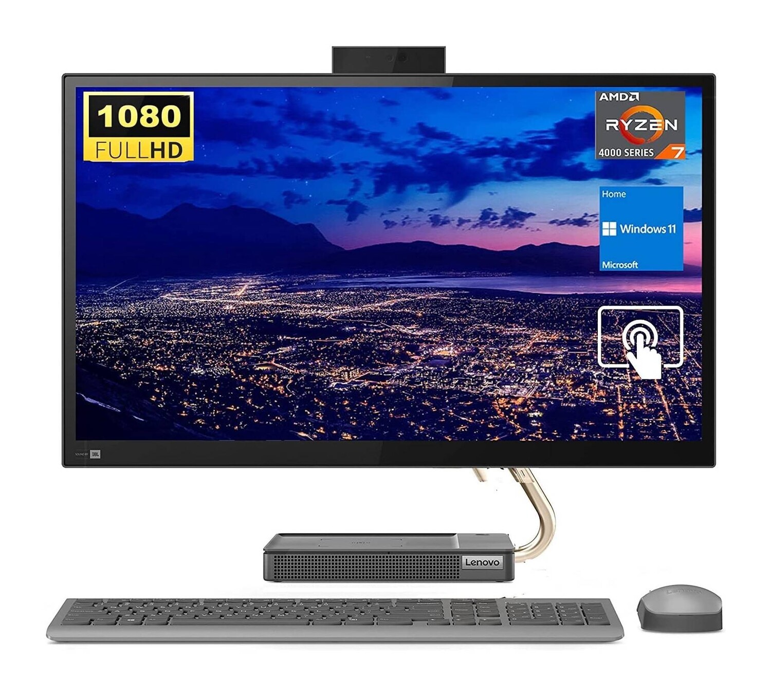 

Моноблок Lenovo IdeaCentre 5 AIO, 23.8", AMD Ryzen 7 5700U, Full-HD сенсорный экран, 8Гб, 128Гб SSD+1Тб HDD, серый