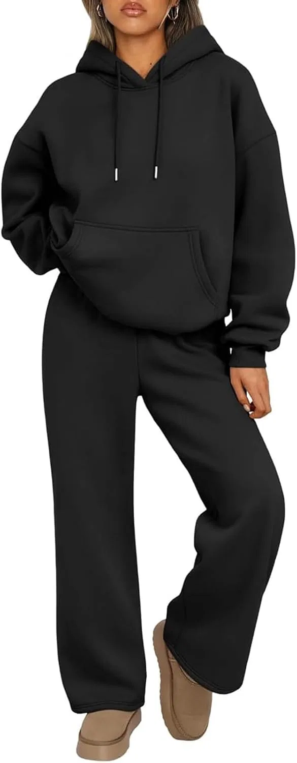 Женский комплект из худи и спортивных брюк Oversized, чёрный