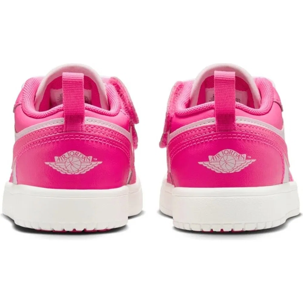Детские кроссовки для девочек на липучках кожаные Jordan 1 Low Alt Nike, Pink Foam — фото 4