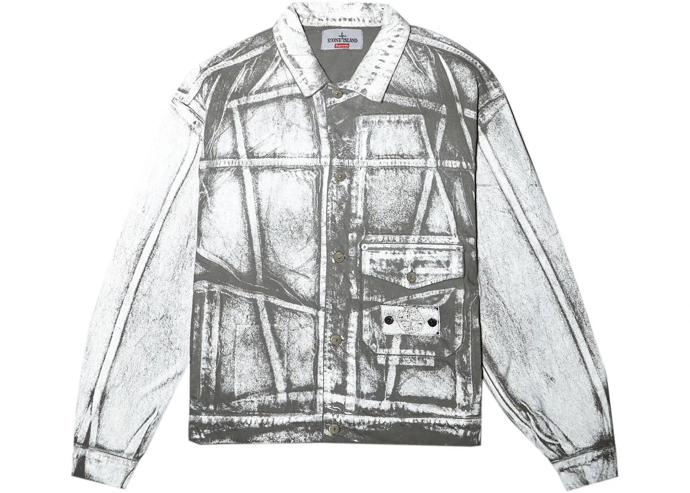 Мужская джинсовая куртка-тракер с принтом Reflective Supreme Stone Island Jacket, Reflective
