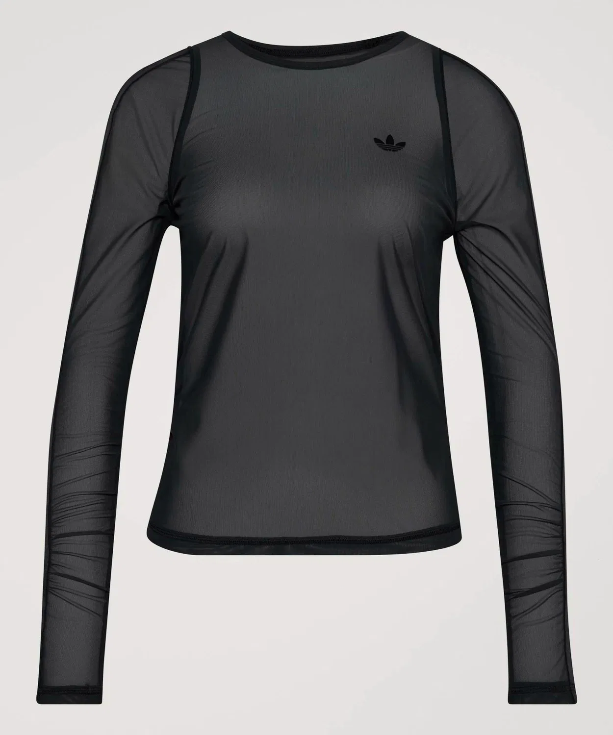 Женская длиннорукавная футболка из сетки с принтом Adidas, Black — фото 4