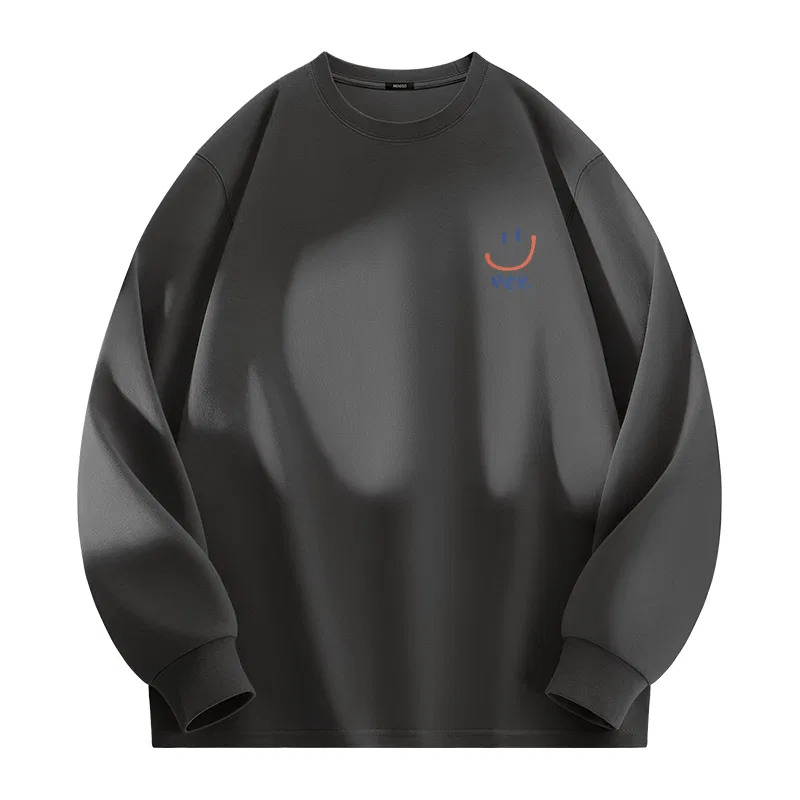 Детская футболка с принтом Heavyweight Dark Gray (Reversed Smile Chest Logo), MINISO, Цвет Heavyweight Dark Gray (Reversed Smile Chest Logo)