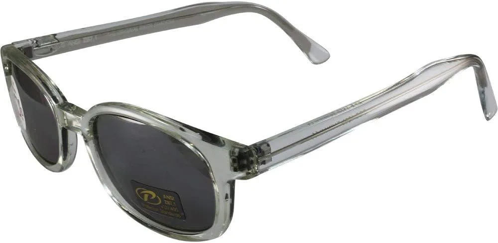 

Солнцезащитные очки Pacific Coast The Original X-KD's Biker Shades от PCSUN: увеличенная на 20% прозрачная оправа, серебристые зеркальные линзы, Clear and Silver