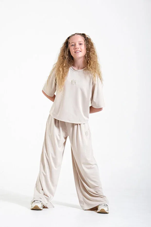 Детская футболка для девочек с коротким рукавом модальная Loco Loco, Nude Color
