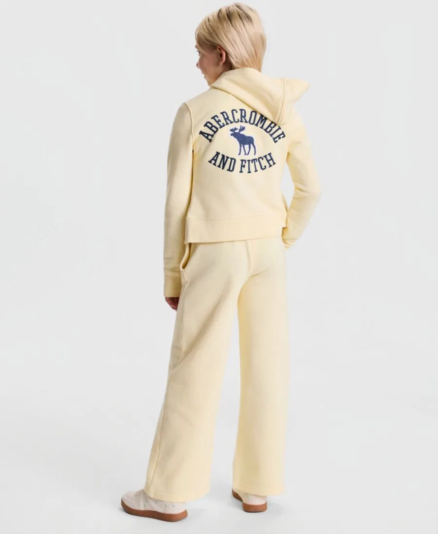 Штаны из флиса свободного кроя с низкой посадкой Logo Low-Rise Baggy Fleece Pants abercrombie kids, Yellow — фото 4