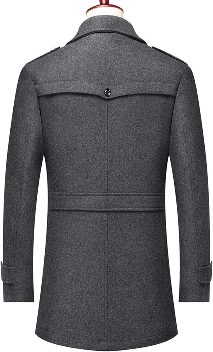 Мужское зимнее пальто-пуховик с лацканами, классическое, серый — фото 3