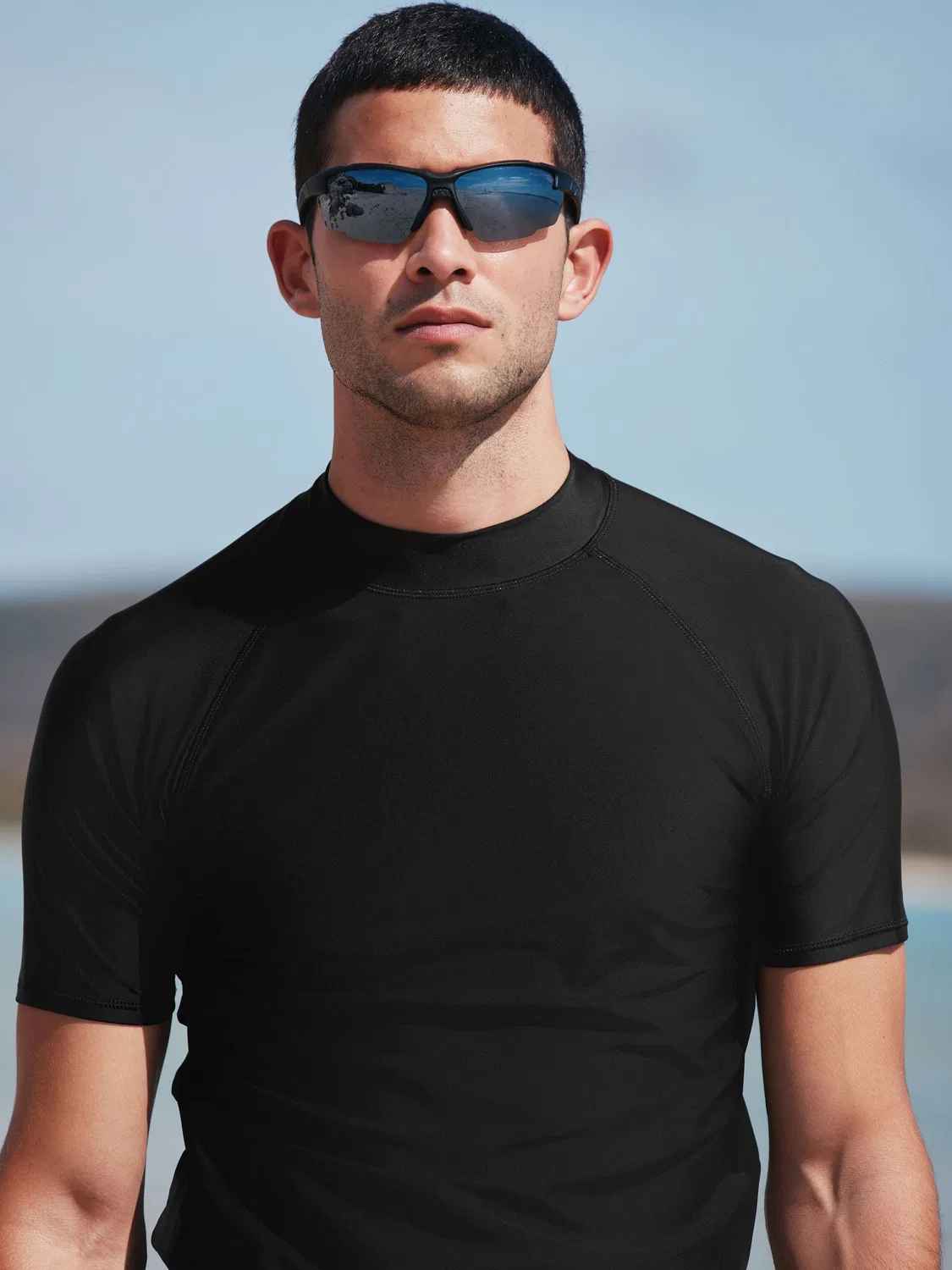 Рашгард с коротким рукавом, модель Black Active Next, черный