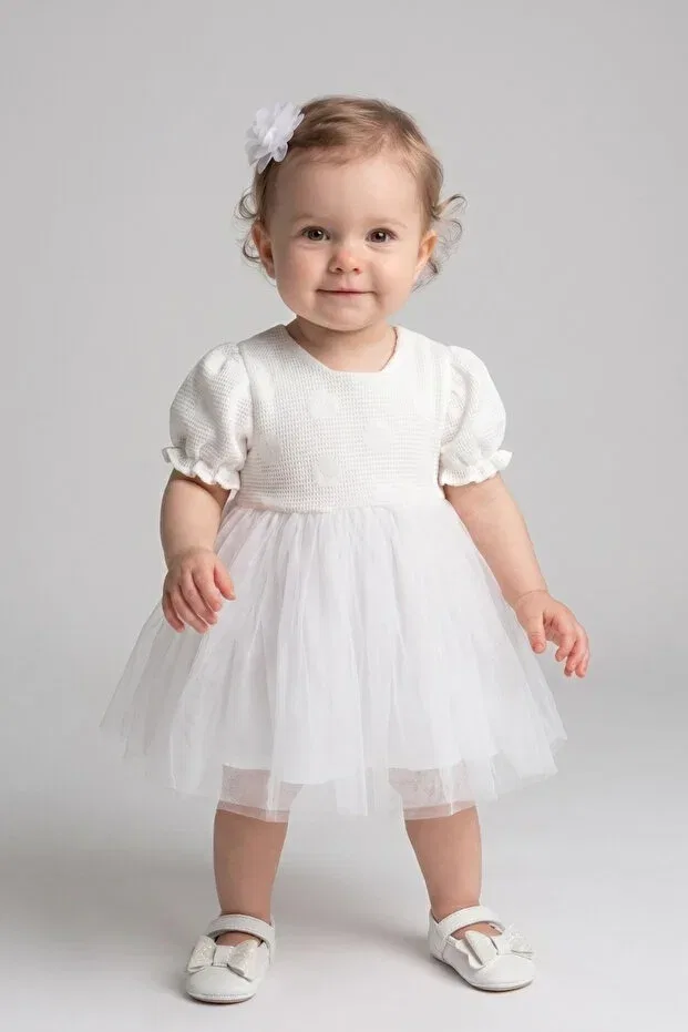Детское платье для девочек с коротким рукавом Nora Le Mabelle, White