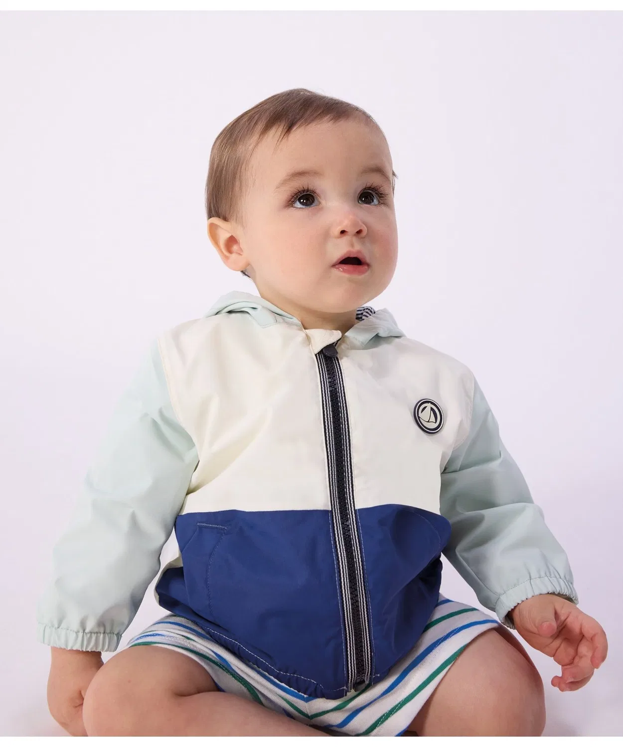 Детская ветровка с капюшоном, Light Blue PETIT BATEAU