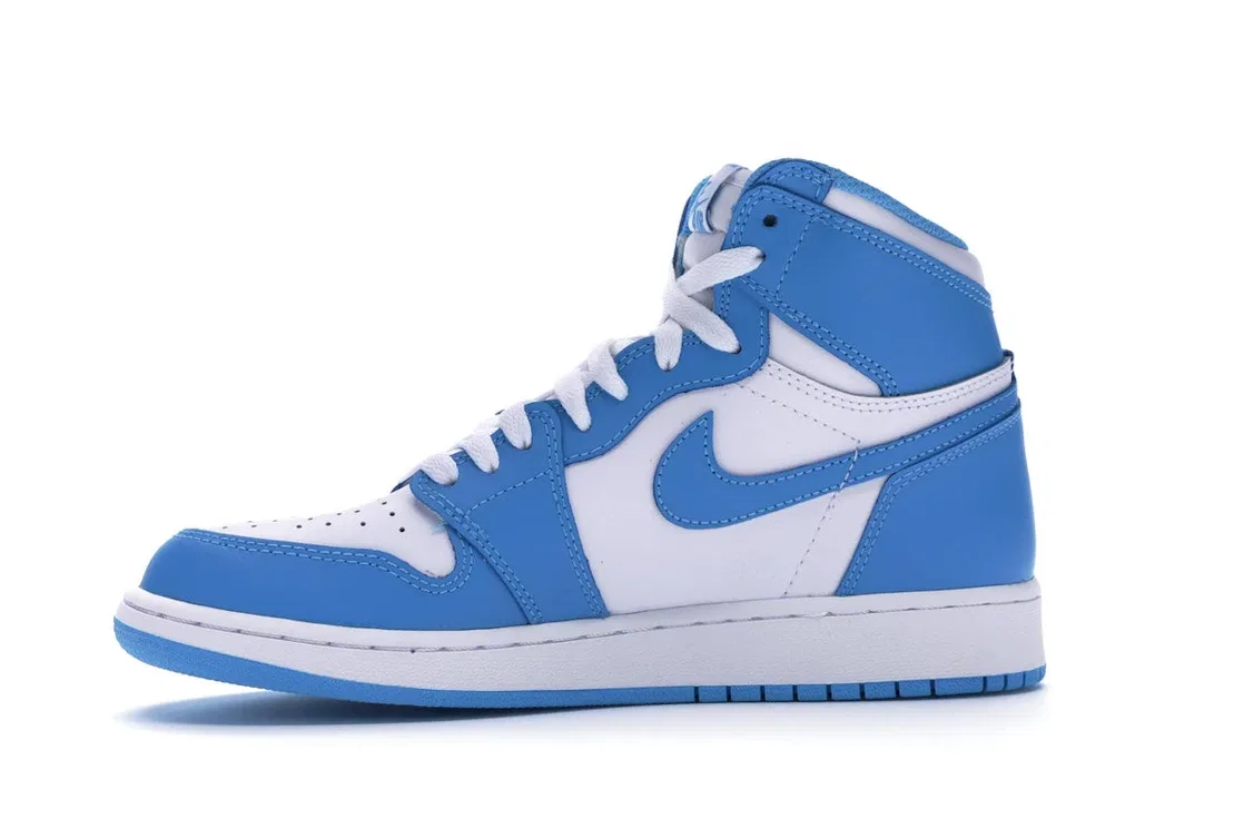 Детские кроссовки с высоким верхом Jordan 1 Retro High OG UNC Jordan, White/Dark Powder Blue — фото 3