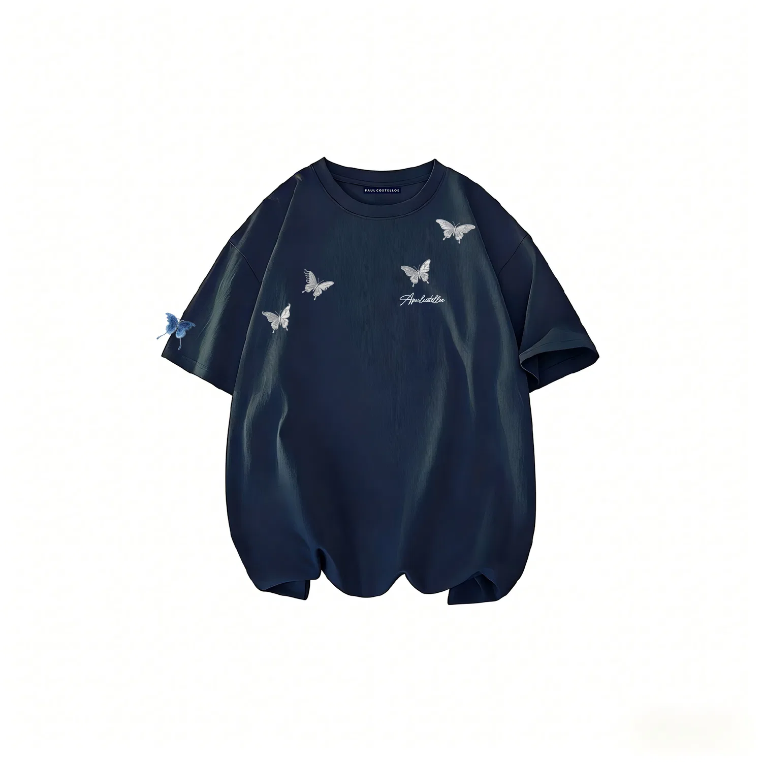 Детская футболка унисекс с круглым вырезом, тонкая, прямого кроя, Navy Blue One Click Three Shots, Paul Costelloe