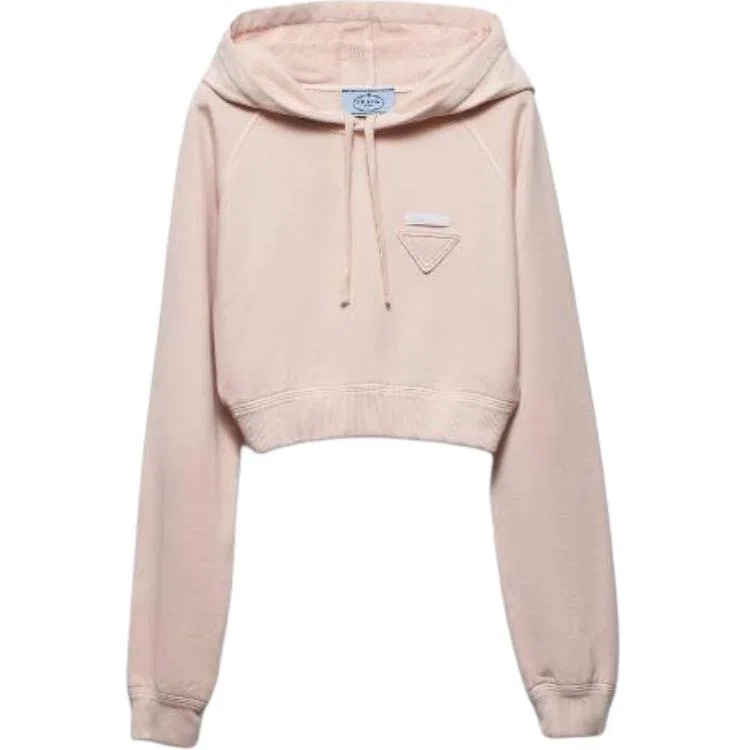 Худи укороченное из хлопка, PRADA, Pink