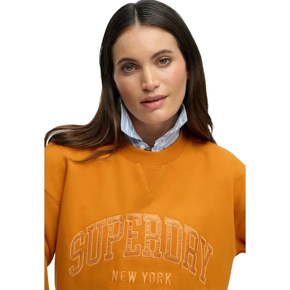 Свитшот Varsity Satin Applique Crew Superdry, оранжевый — фото 4