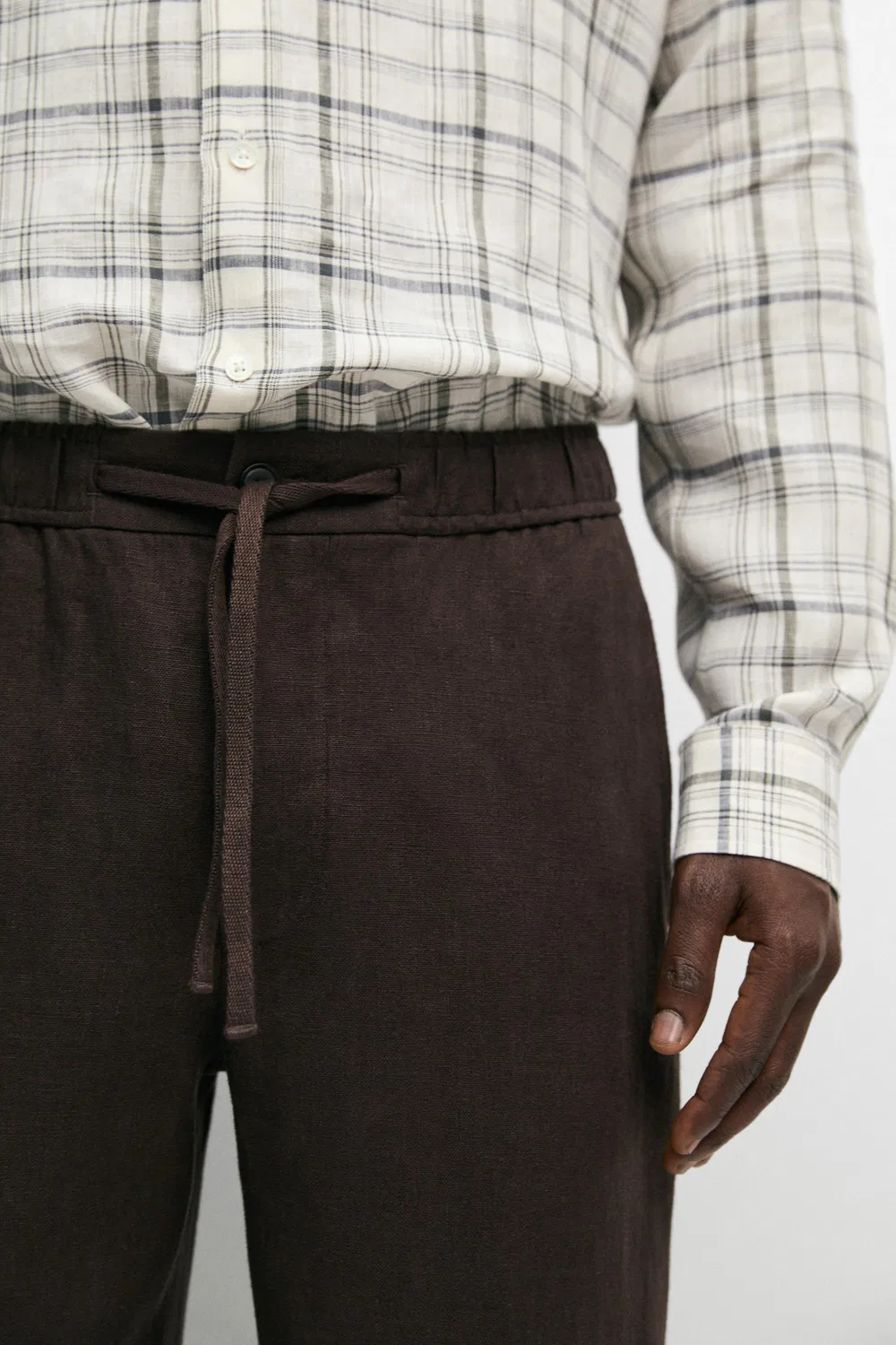 Льняные спортивные брюки Massimo Dutti, коричневый — фото 4