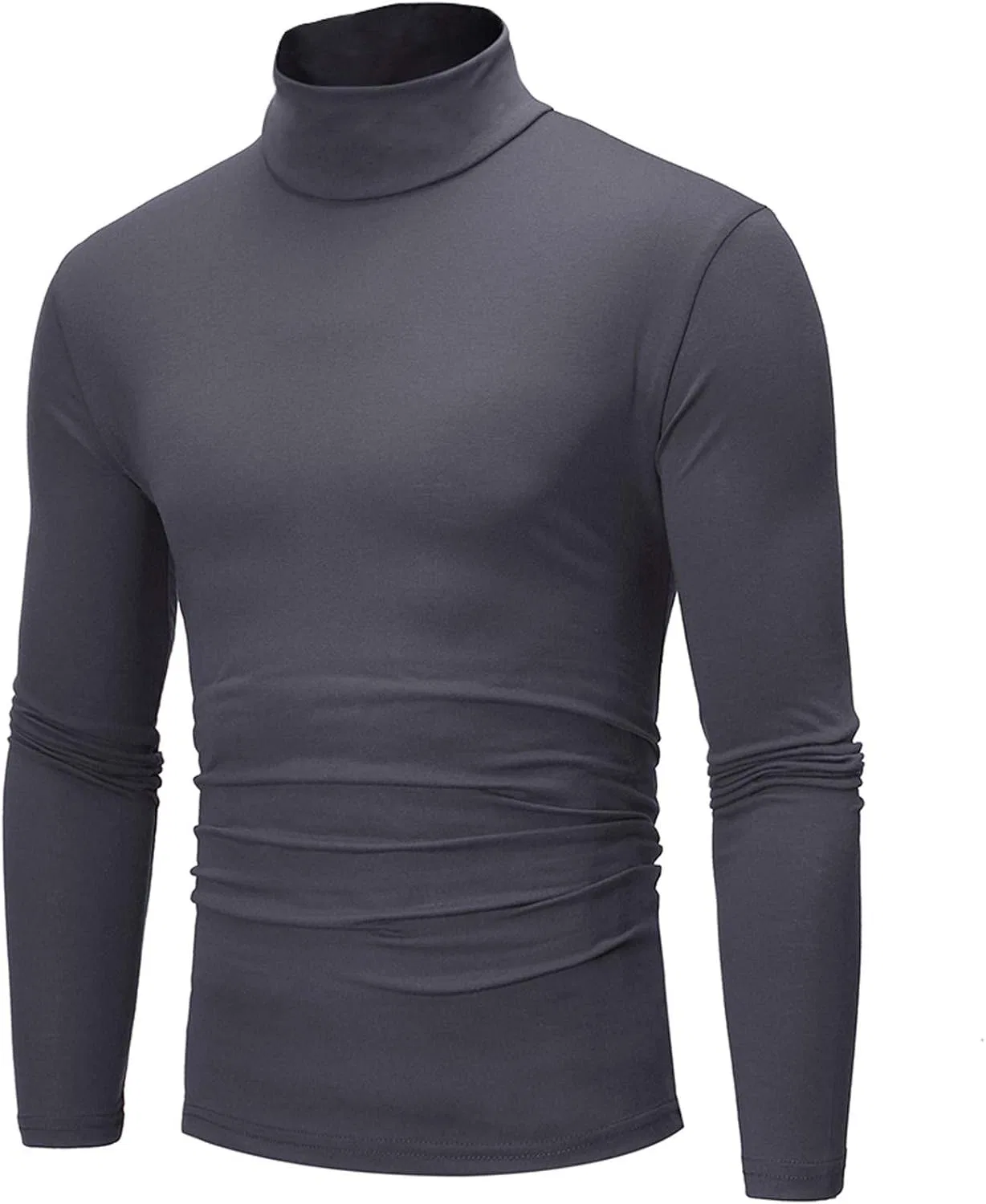 Мужская футболка с длинным рукавом водолазка Slim Fit, C-dark Gray — фото 4