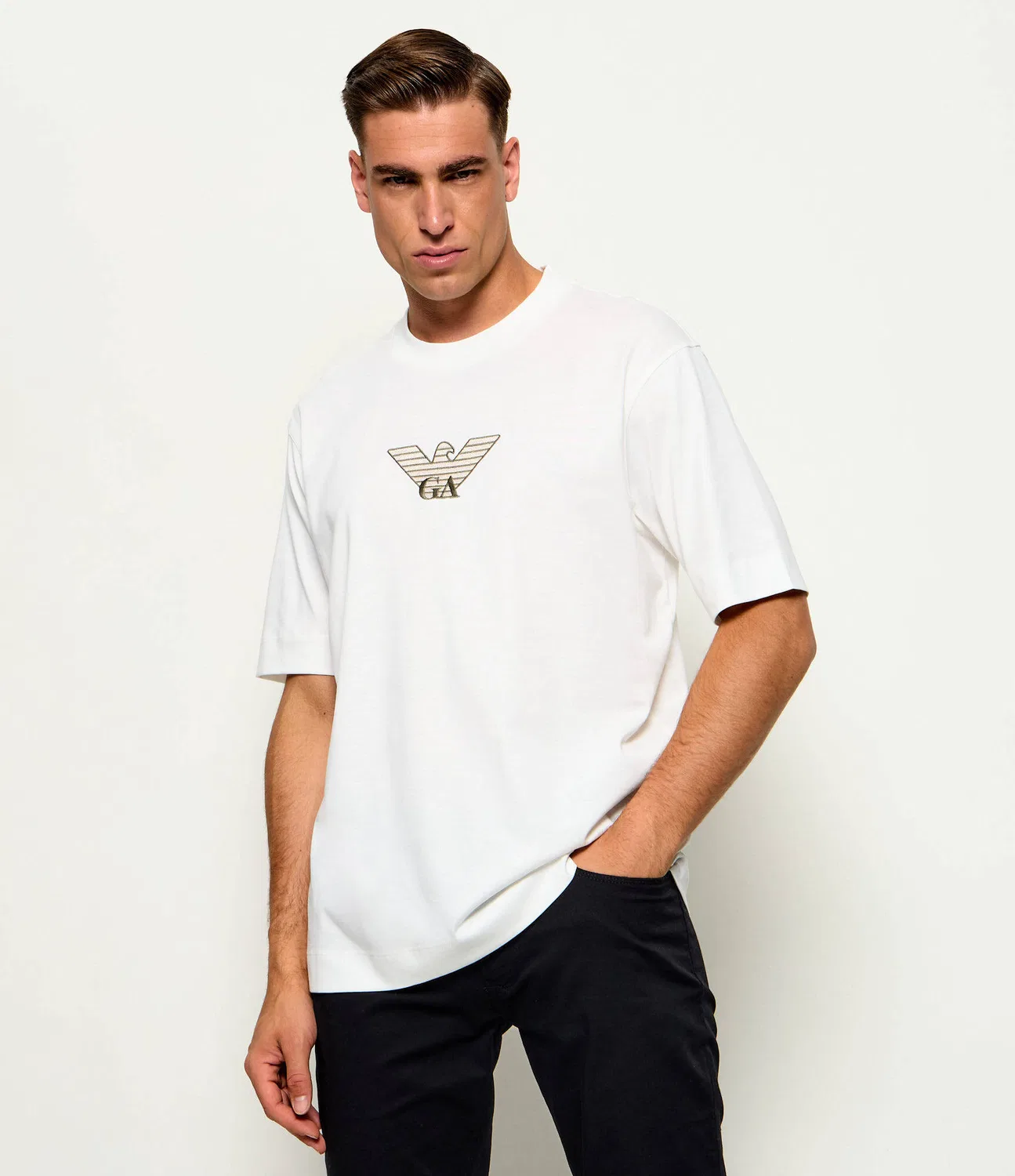 Футболка с круглым вырезом Emporio Armani, ecru