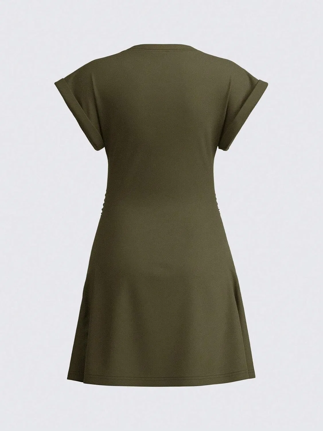 Женское мини-платье A-силуэта с летучей мышью Beach Dress, Army Green — фото 4