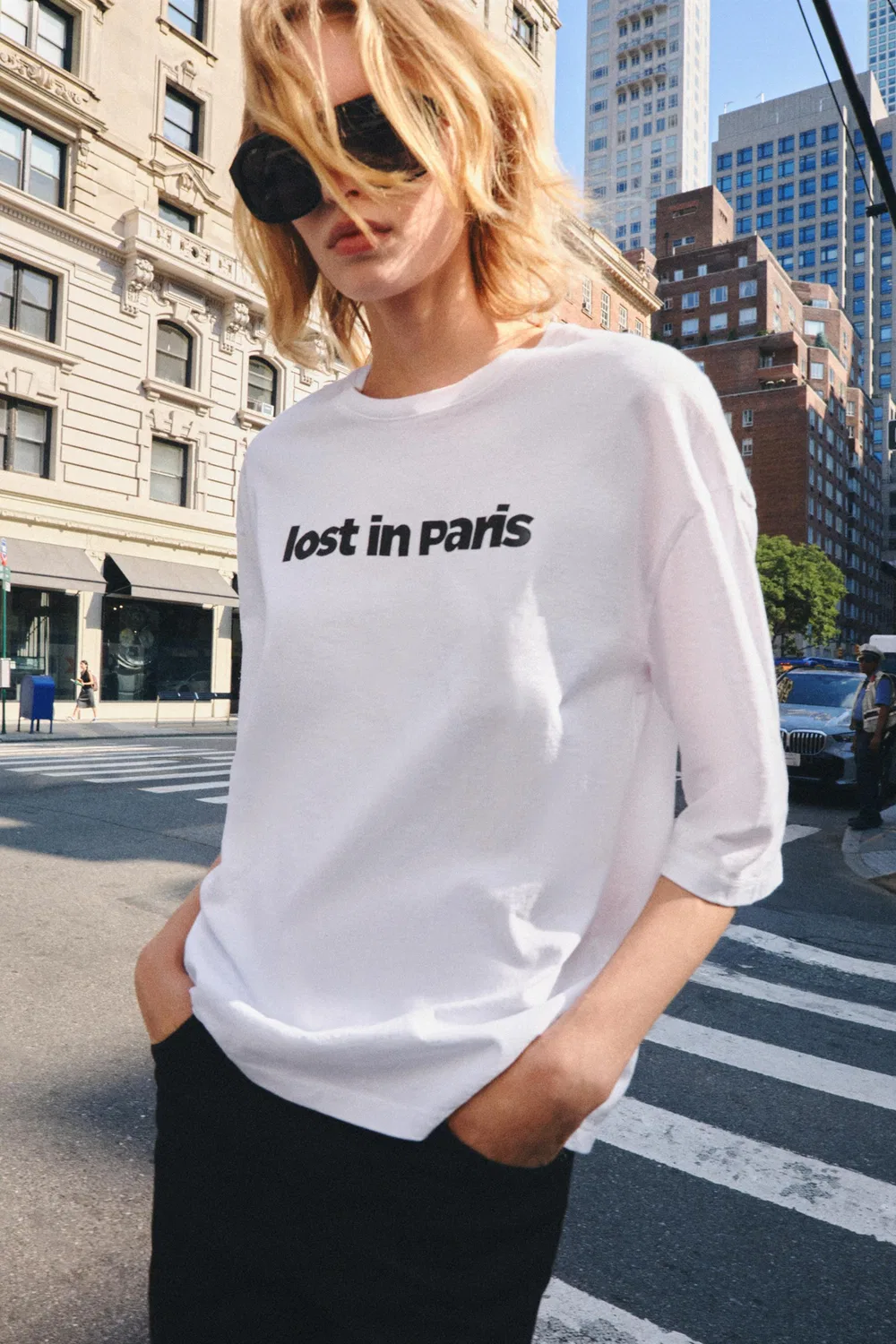 Футболка с лозунгом ZARA, Oyster-white