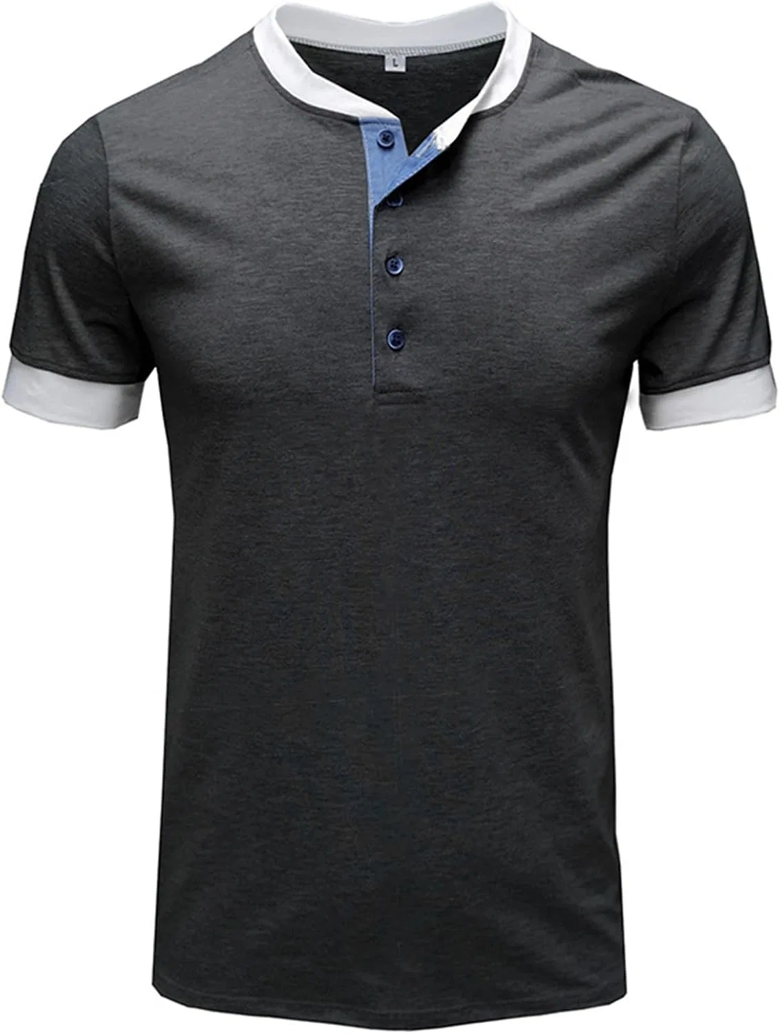 Мужская футболка с V-образным вырезом Henley Muscle Fit, Dark Gray — фото 2