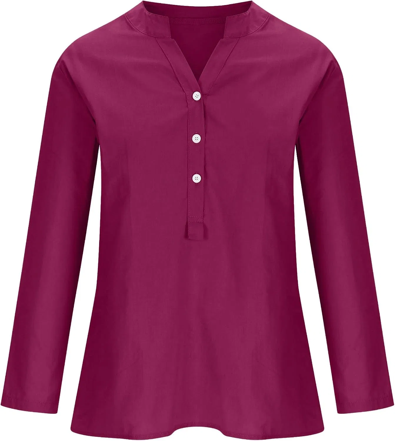 Женская туника с V-образным вырезом длинным рукавом Womens Long Sleeve Shirt, Hot Pink — фото 3