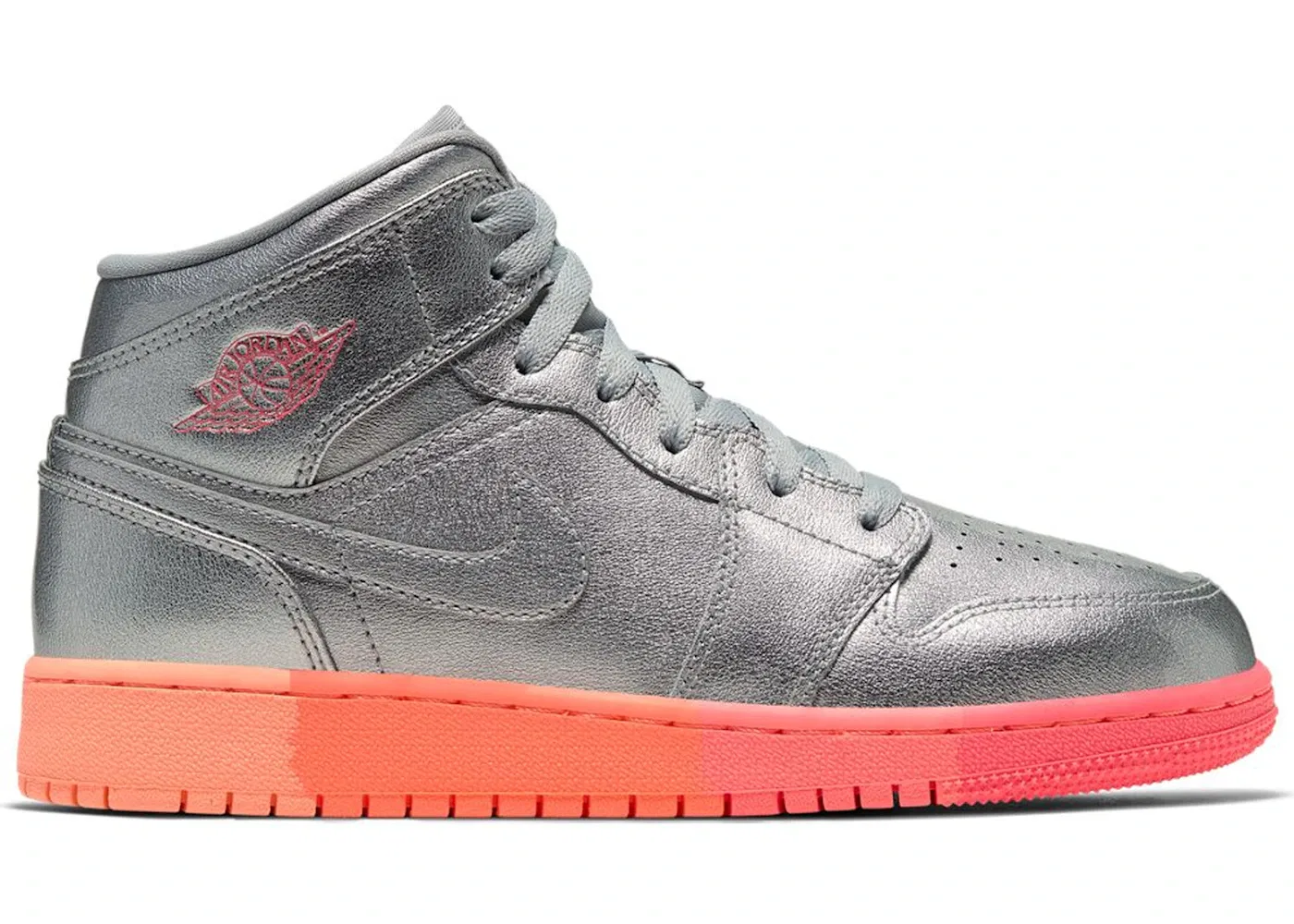 Детские кроссовки Lifestyle Jordan 1 Mid Jordan, Metallic Silver/Racer Pink-Wolf Grey-Hot Punch