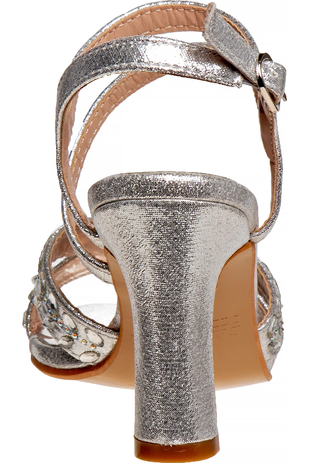 Детские босоножки на каблуке с пайетками Badgley Mischka, Silver — фото 4
