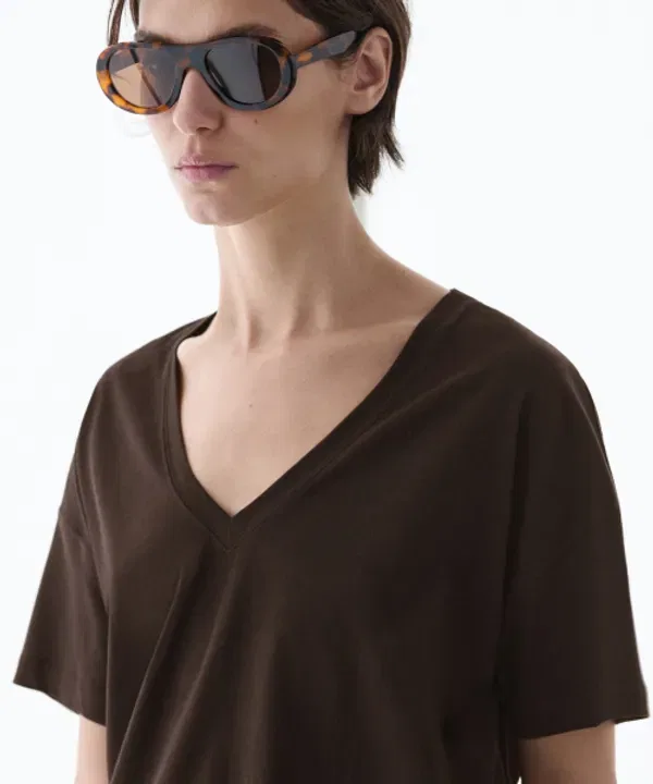 Футболка с V-образным вырезом, облегающая, Massimo Dutti — фото 3