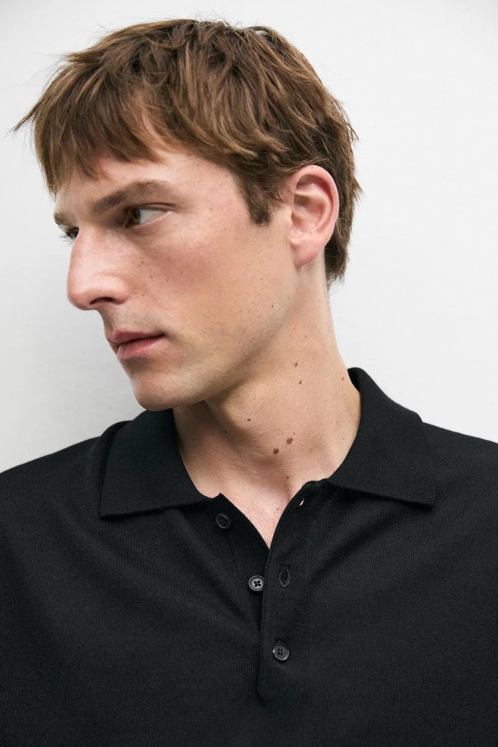Поло Massimo Dutti Wool Blend Knit Shirt, черный — фото 4