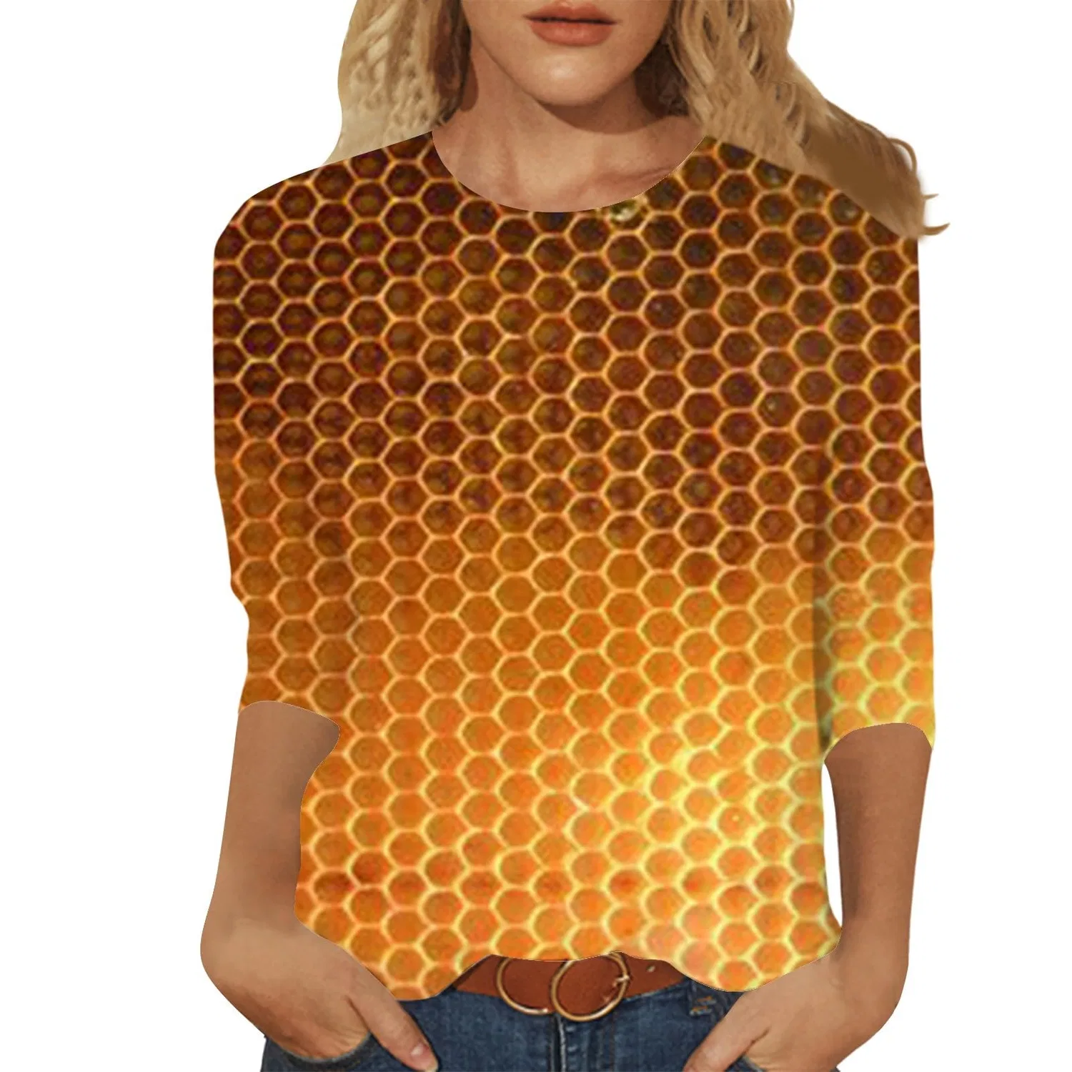 Женская блузка с принтом Plaid Shirt 3/4 Sleeves, D-pink