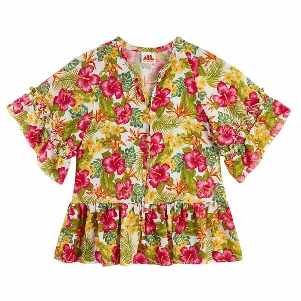 Платье мини kaftano tropicana с коротким рукавом Sundek, мультиколор