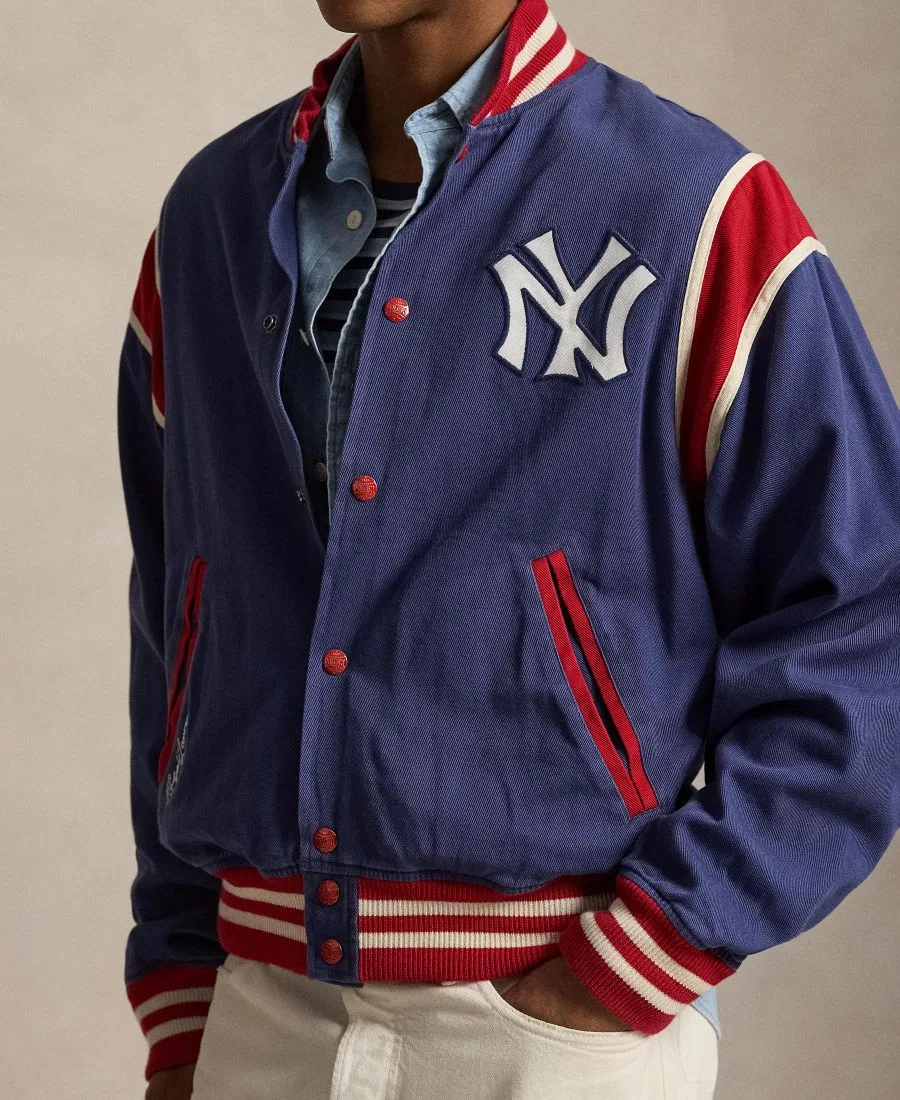 Бомбер из твила с патчами Yankees Polo Ralph Lauren, Light Navy — фото 3