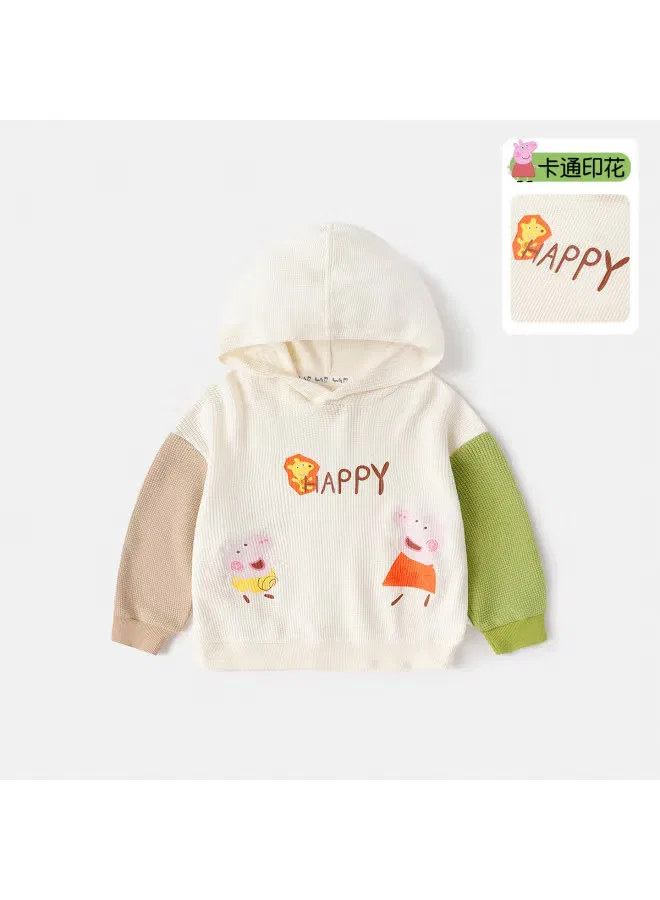 Свитшот с капюшоном и контрастными рукавами Peppa Pig, айвори — фото 2