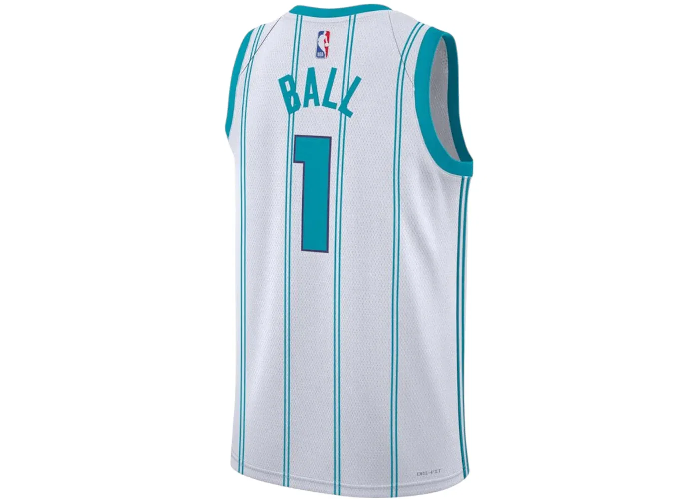 Мужская баскетбольная джерси с длинным рукавом Jordan NBA Charlotte Hornets Lamelo Ball Association Edition Swingman Jersey, White/Tail — фото 2