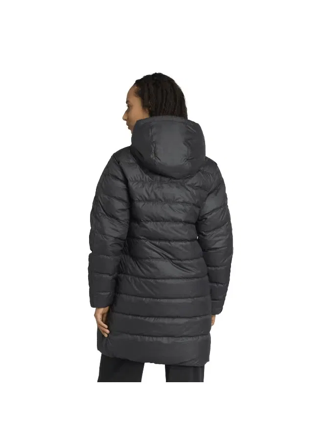 Парка утепленная с капюшоном Essentials climawarm 3-stripes Adidas, черный — фото 3