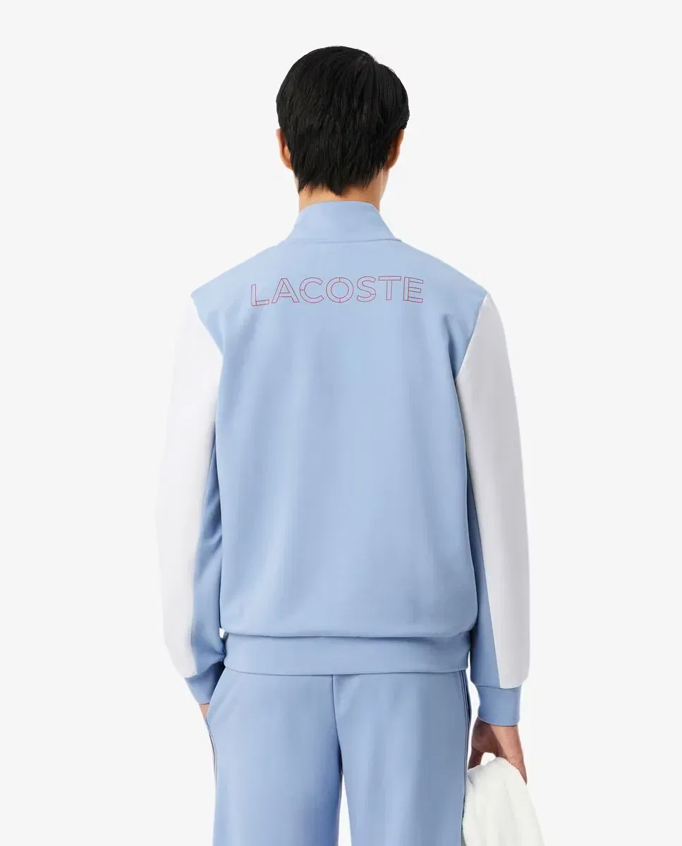 Мужская спортивная кофта на молнии с цветовыми блоками Lacoste, Azul / Blanco — фото 2