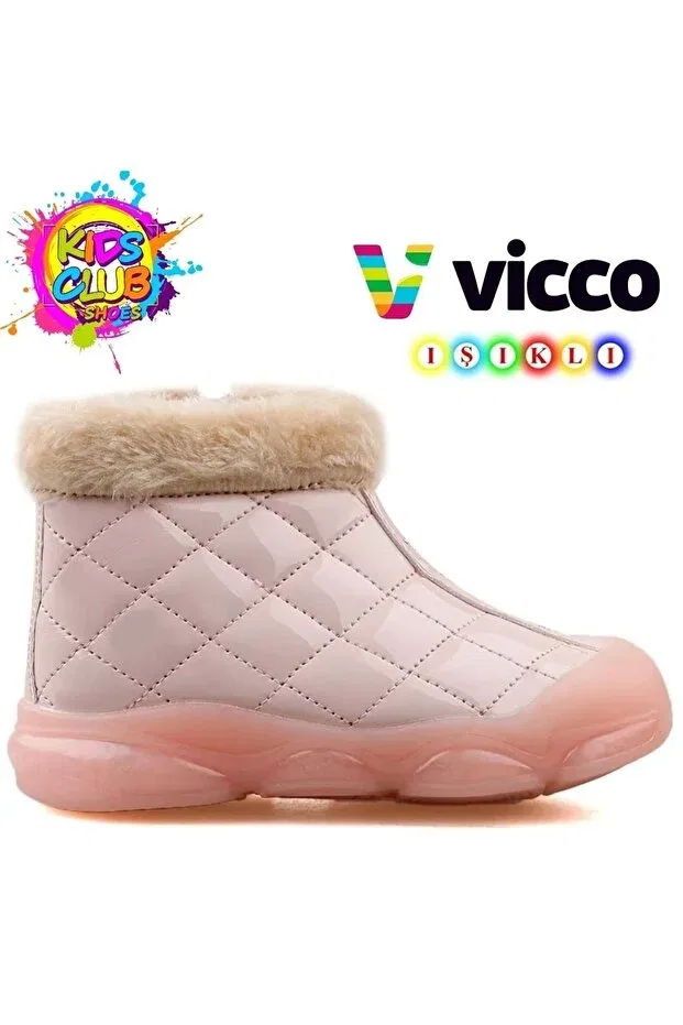 Детские ботинки для девочек ортопедические Vicco poppy ii phylon lighted sole orthopedic children's boots Kids Club Shoes, Powder