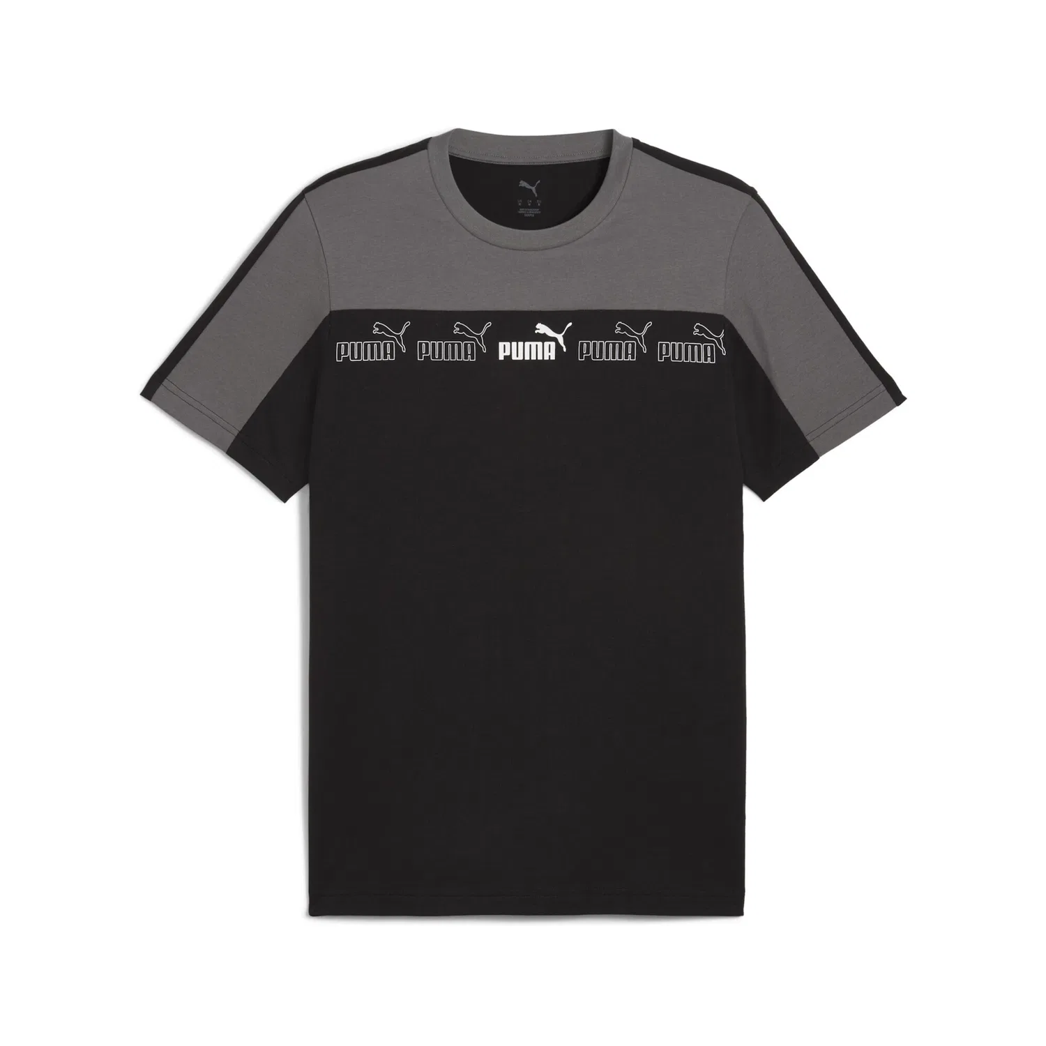 Детская хлопковая футболка с вышитым логотипом PUMA, Cool Dark Gray